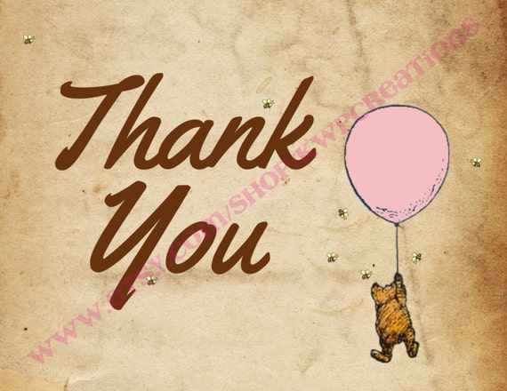 Classic Winnie the Pooh Thank You Card - Instant Download PDF - Pooh Stationery Classic Pooh Cards Pooh Thank You Cards Il_570xn