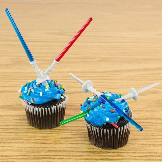 Star Wars Inspired Design Light Saber Cupcake Decoration Toppers Sticks Picks 4" inches Tall (12 Pack) Il_570xn