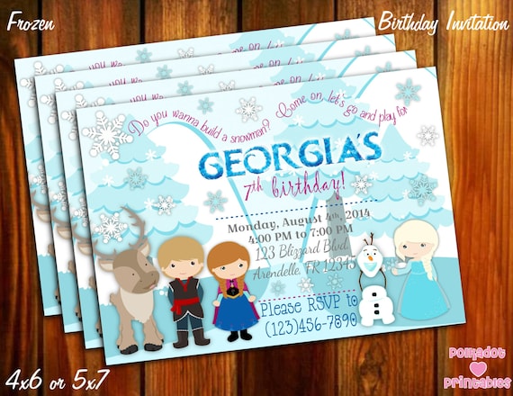 Frozen Themed Invitation - 5X7 - Printable Digital File Il_570xn