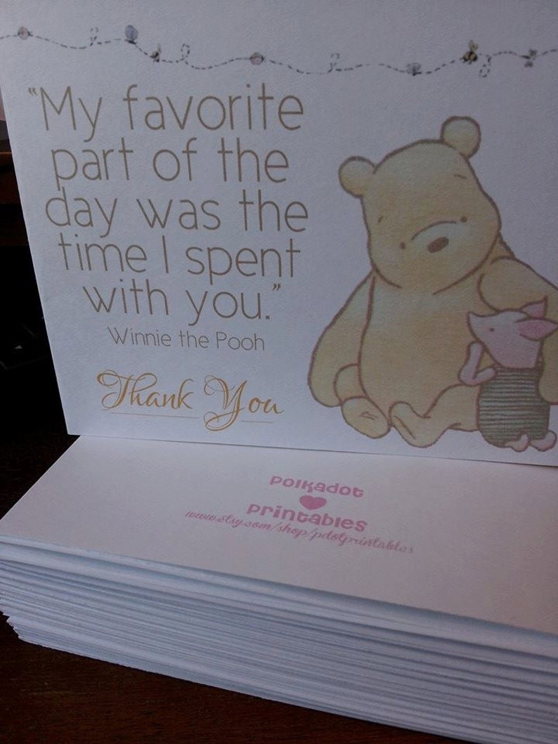 Classic Winnie the Pooh Thank You Card Instant Download PDF Pooh Stationery Classic Pooh Cards Pooh Thank You Cards image 2