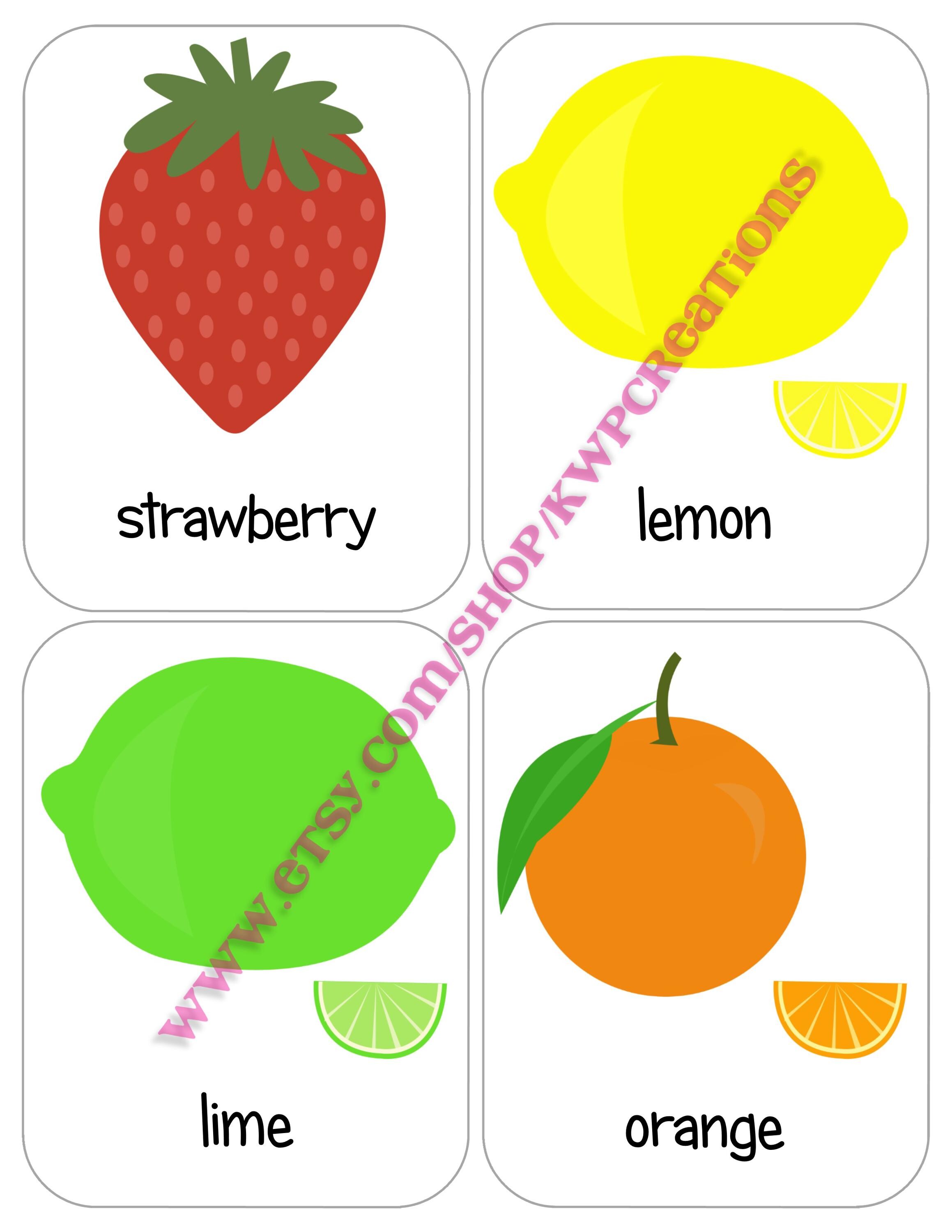Printable Fruit Flashcards - Set of 12, Instant Download PDF ...