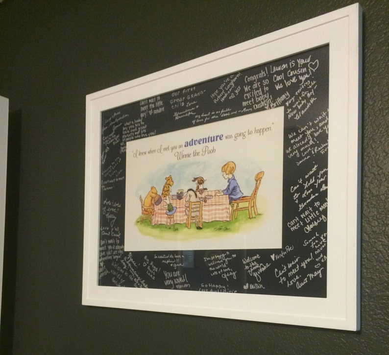 BLUE Text - Classic Winnie the Pooh 11x17 Baby Shower Gift - Instant Download - 1 PDF and 1 JPEG image 1