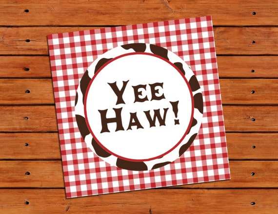 Yee Haw Country Cowboy Cupcake Toppers or Party Tags 2" Circles - Instant Digital Download - PDF Il_570xn