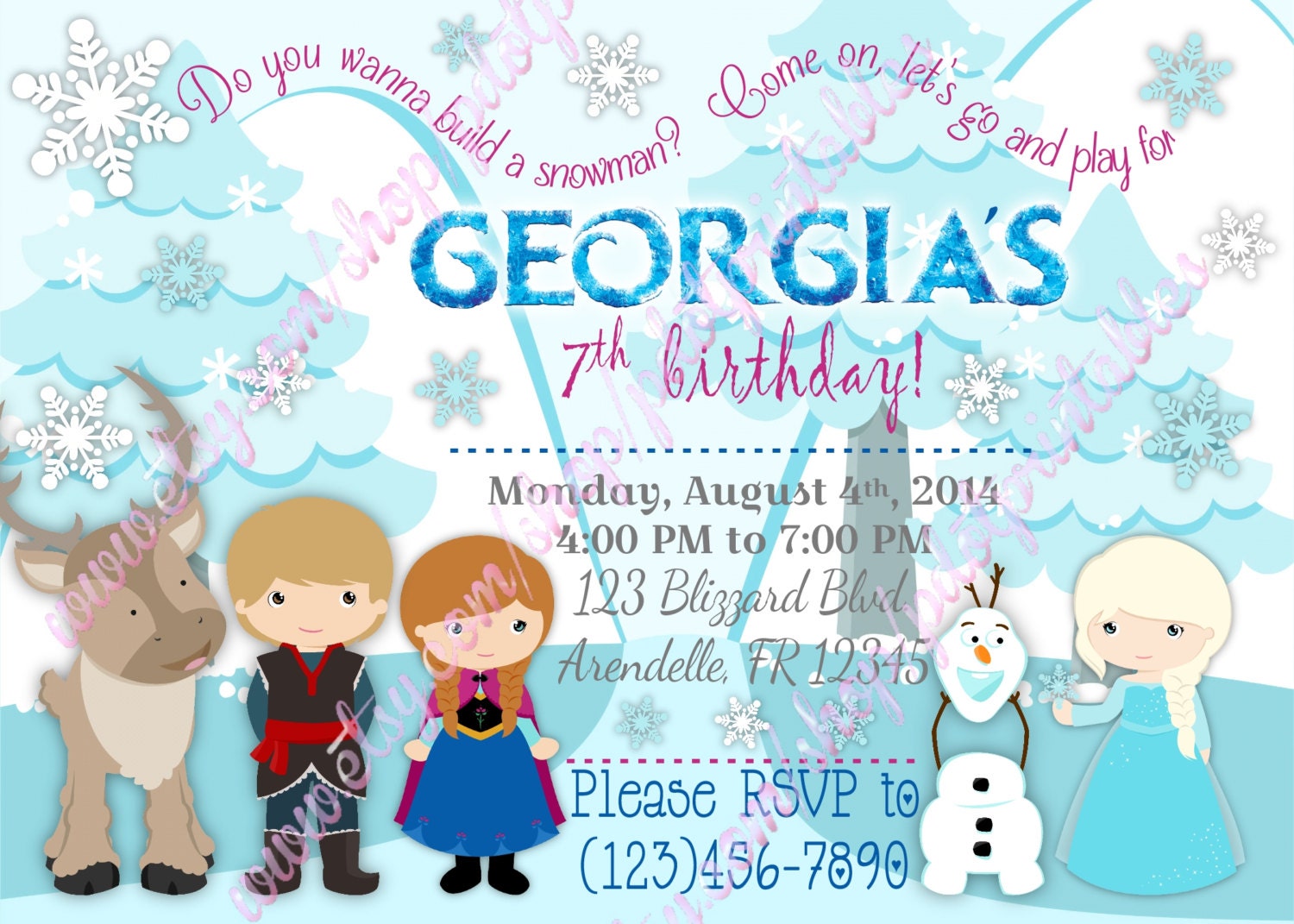 Frozen Themed Invitation 5X7 Printable Digital File - Etsy