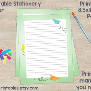 Papelería imprimible con aviones de papel - Cartas a amigos por correspondencia - Descarga instantánea - PDF