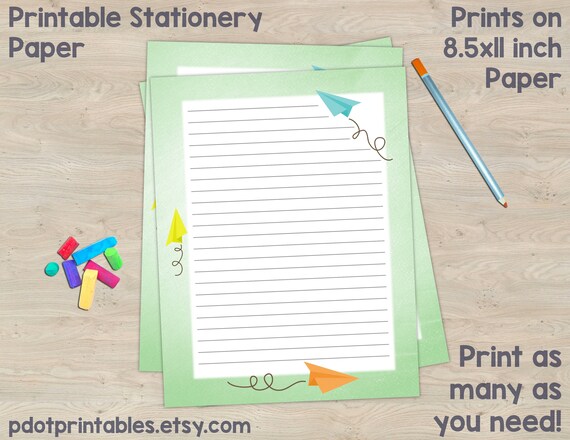 Paper Airplane Printable Stationery Paper - Penpal Letter Writing - Instant Download - PDF Il_570xn