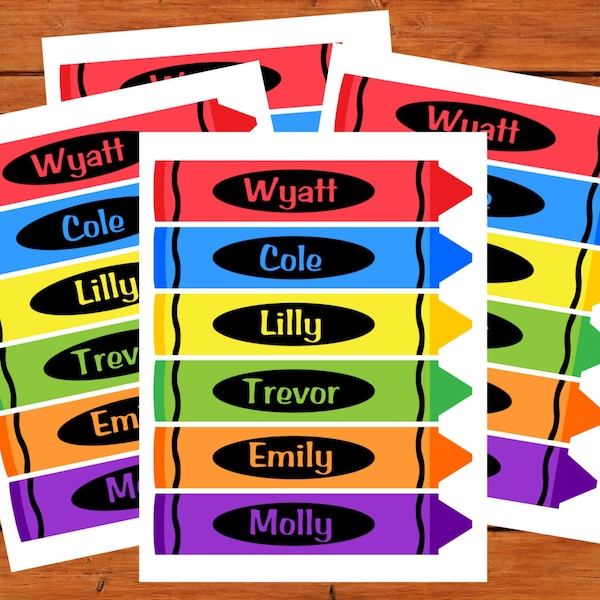 24 Personalized Classroom Crayon Labels - Digital Printables