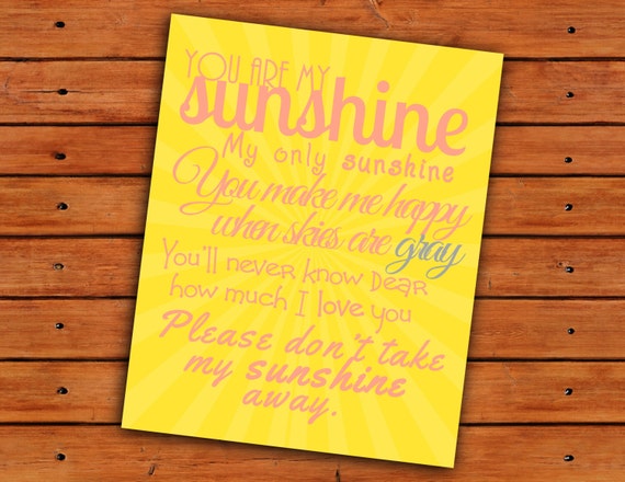 Wall Art - You are my Sunshine - 8x10 - Printables Digital File Il_570xn