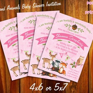 Aquarelle Woodland Animals Baby Shower Invitation - 4x6 ou 5x7 - Fichier numérique imprimable