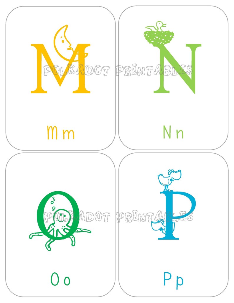 Alphabet Flashcards - Upper & Lowercase Instant Download PDF for Preschool Learning, Educational Printable Cards