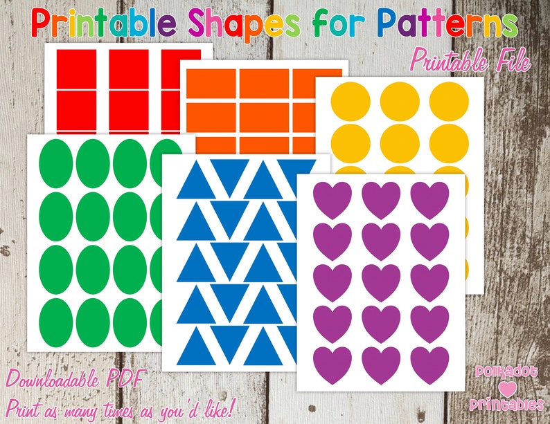 Printable Shapes for Patterns Math Sort Art Colors Preschool - Etsy