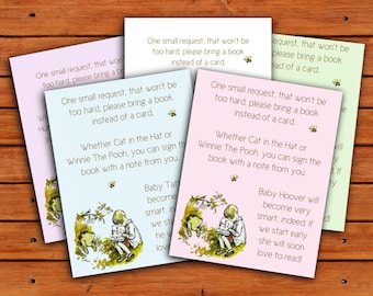 Classic Winnie the Pooh Baby Shower Envelope Insert Bring a Book Instead of a Card