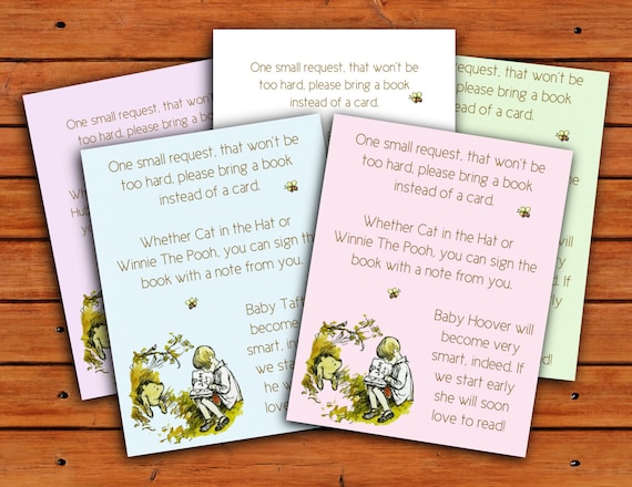 Classic Winnie the Pooh Baby Shower Envelope Insert Bring a Book Instead of a Card Il_570xn