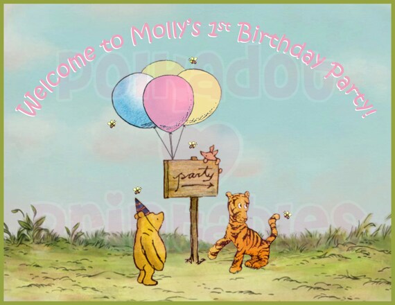 Classic Winnie The Pooh Party Door Sign Digital Printable File Pdf Pooh Party Pooh Baby Shower Table Sign Door Sign