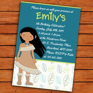 Pocahontas Birthday Party Invitation -  5X7 - Printable Digital File