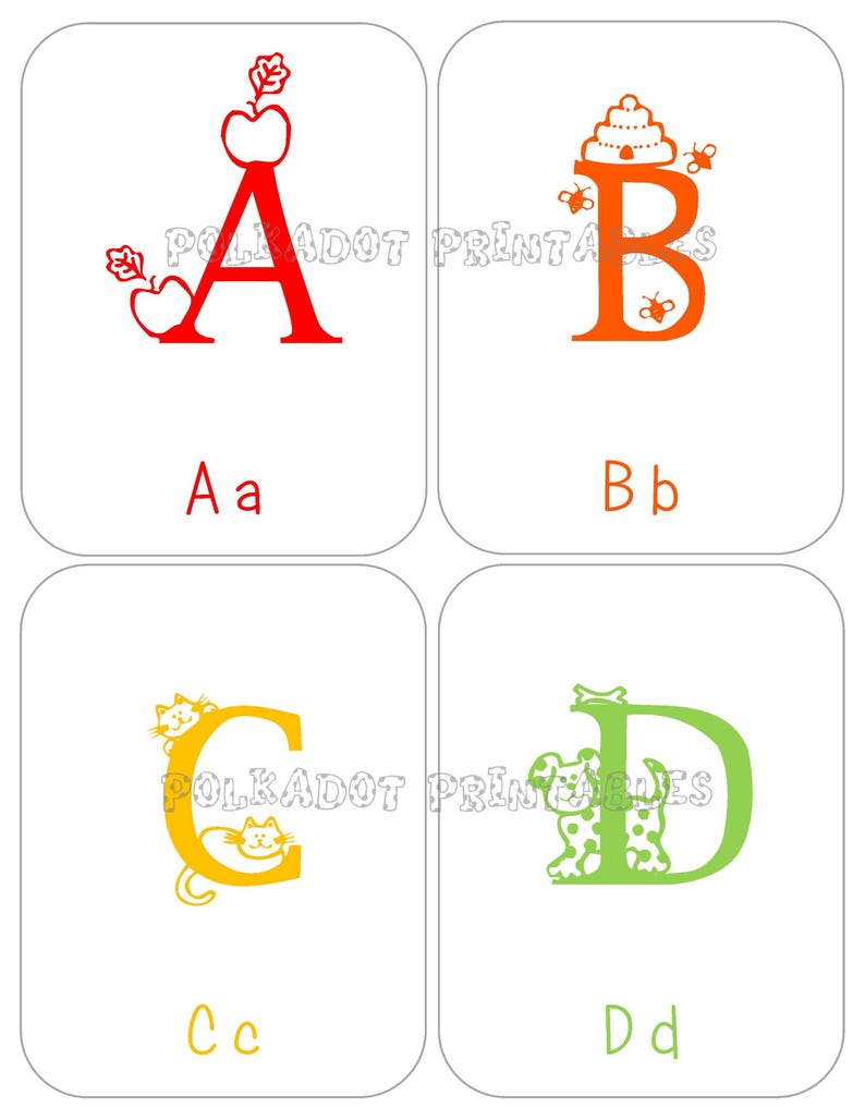 Alphabet Flashcards - Upper & Lowercase Instant Download PDF for Preschool Learning, Educational Printable Cards