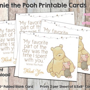 Gender Neutral Classic Winnie the Pooh Thank You Card Instant Download Pooh Stationery Classic Pooh Cards Pooh Thank You Cards Pooh & Piglet