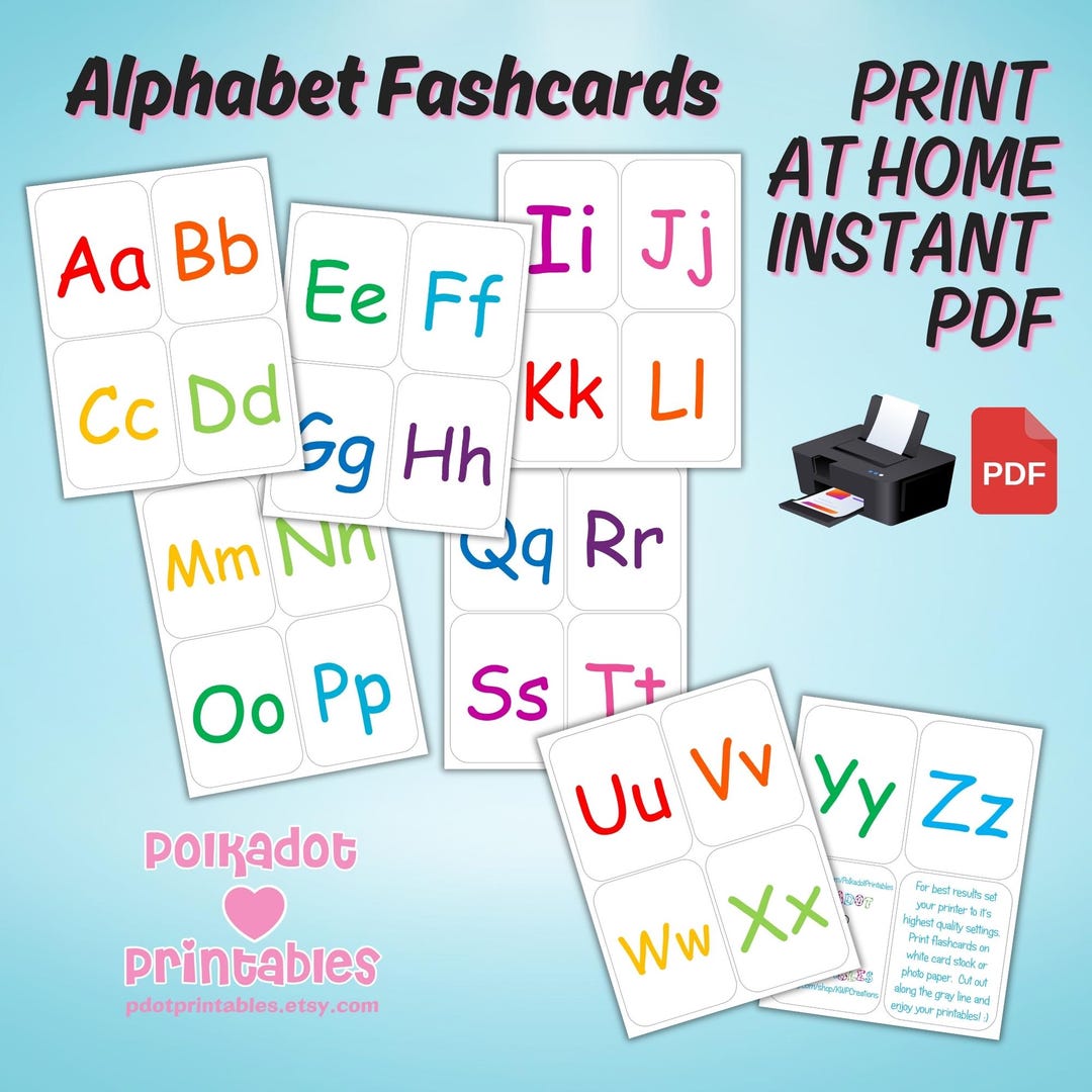Printable Alphabet Flashcards - Instant Download Educational Tool for ...