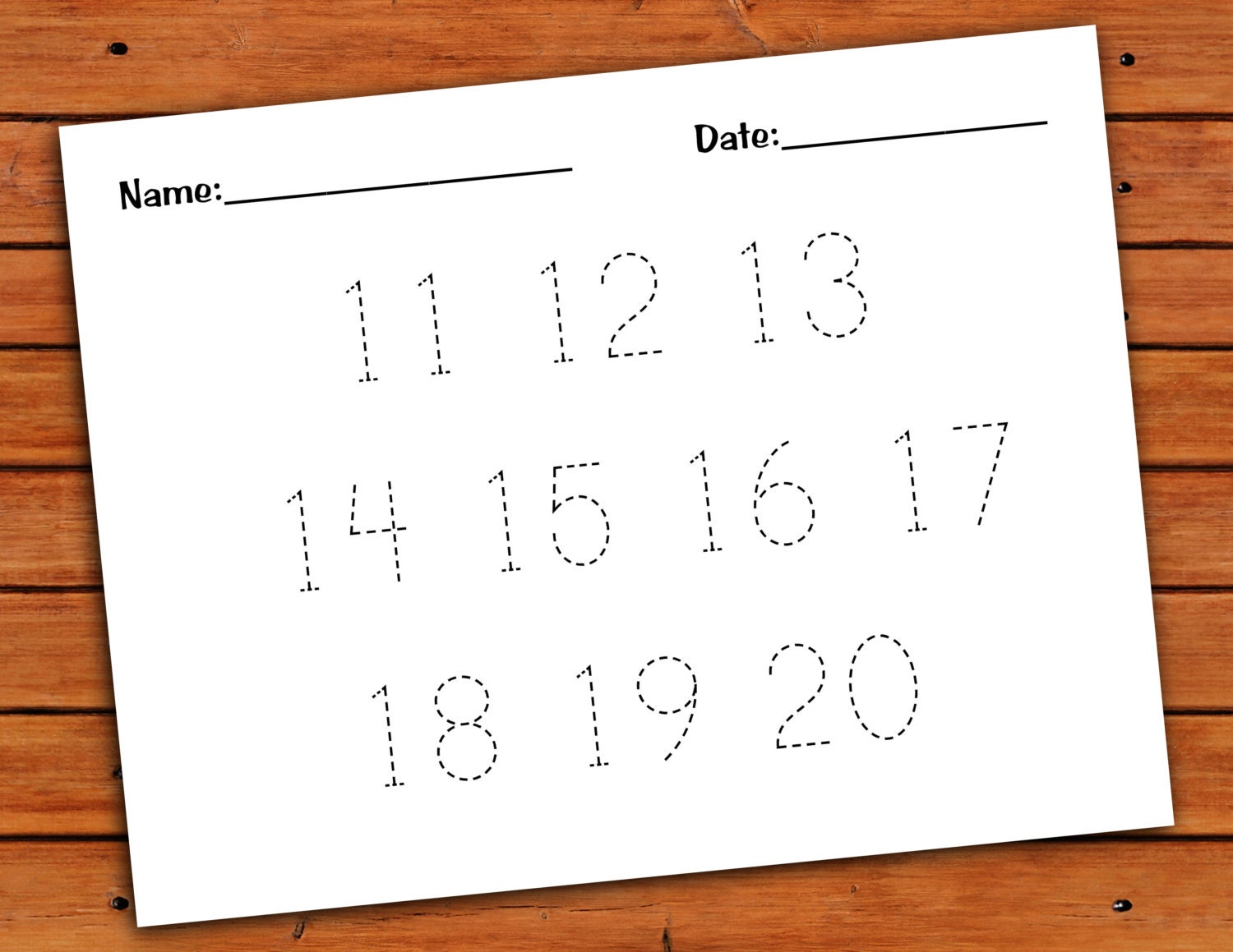 11 20 number trace worksheet pdf printable etsy canada