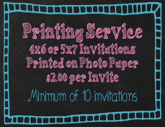 4x6 or 5x7 Prints on Photo Paper Price Per Invite Includes One White Envelope Il_570xn
