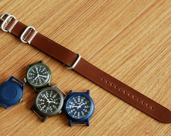 Atelier Du Cuir Leather double pass watch strap dark maroon color ( 18, 20, 22, 24&26mm Wide)