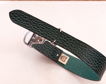 Leather vintage single pass "LOOP" watch band/strap From Atelier Du Cuir -100% handmade 20mm/21mm/22mm - dollaro green