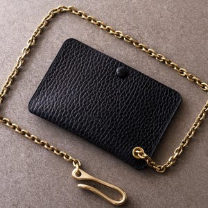 Porte-cartes/porte-cartes/porte-monnaie Simplet « SNAP » Dollaro noir mini motard par Atelier Du Cuir.