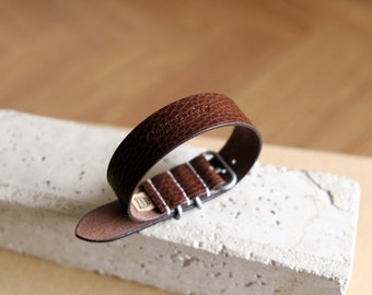 Leather single pass watch band/strap From Atelier Du Cuir -100% handmade 18,20,22,24&26mm -dollaro dark maroon  -