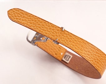 Leather vintage single pass "LOOP" watch band/strap From Atelier Du Cuir -100% handmade 20mm/21mm/22mm - dollaro mustard