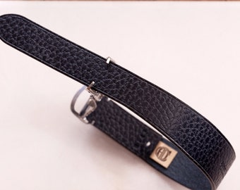 Leather vintage single pass "LOOP" watch band/strap From Atelier Du Cuir -100% handmade 20mm/21mm/22mm - dollaro navy