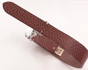 Leather vintage single pass "LOOP" watch band/strap From Atelier Du Cuir -100% handmade 20mm/21mm/22mm - dollaro dark maroon