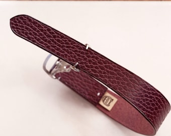 Leather vintage single pass "LOOP" watch band/strap From Atelier Du Cuir -100% handmade 20mm/21mm/22mm - dollaro burgundy