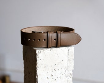 Bracelet/bracelet de montre vintage en cuir à passage unique de l'Atelier Du Cuir -100% fait main 20mm/21mm/22mm - taupe - boucle en cuir