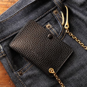 Porte-cartes/porte-cartes/porte-monnaie Simplet « SNAP » Dollaro noir mini motard par Atelier Du Cuir