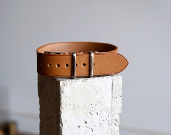 Bracelet/bracelet montre cuir vintage monopasse De l'Atelier Du Cuir - 100% fait main 20mm/21mm/22mm - buttero natural - boucle métal