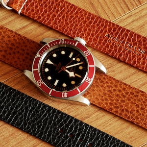 Bracelet/bracelet de montre simple en cuir De lAtelier Du Cuir 100% fait main 18,20,22,24&26mm dollaro marine image 9