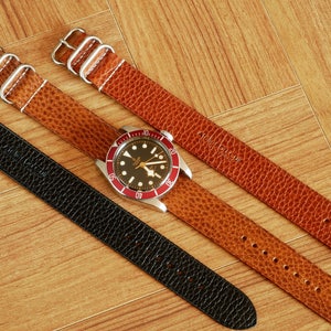 Bracelet/bracelet de montre simple en cuir De lAtelier Du Cuir 100% fait main 18,20,22,24&26mm dollaro marine image 10