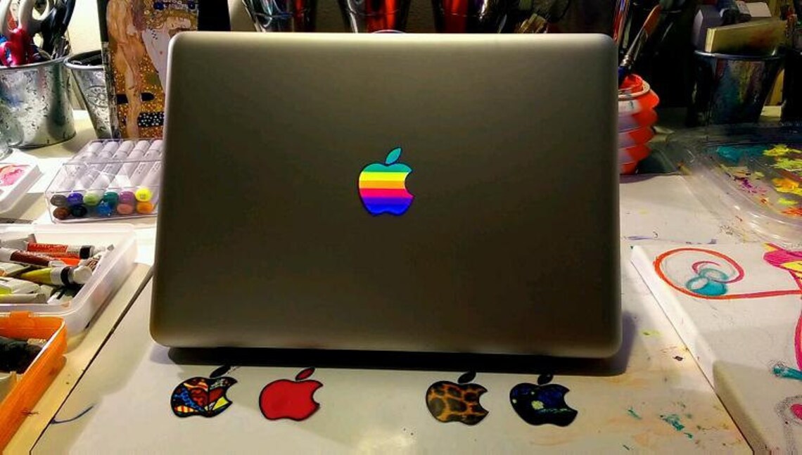 GLOWING Apple Macbook Decal Sticker Retro LED Logo Macbook Air Etsy