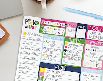 NEW! Daily Planner Pad | Goal Planning | 8x10 | Checklists, Priorities, Dry Erase Backer | Mom and Teacher Gift