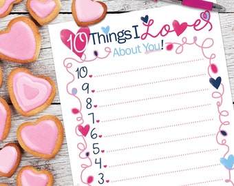 10 Things I Love About You List Printable | Digital Downloads | Print-ready, Delivered Instantly