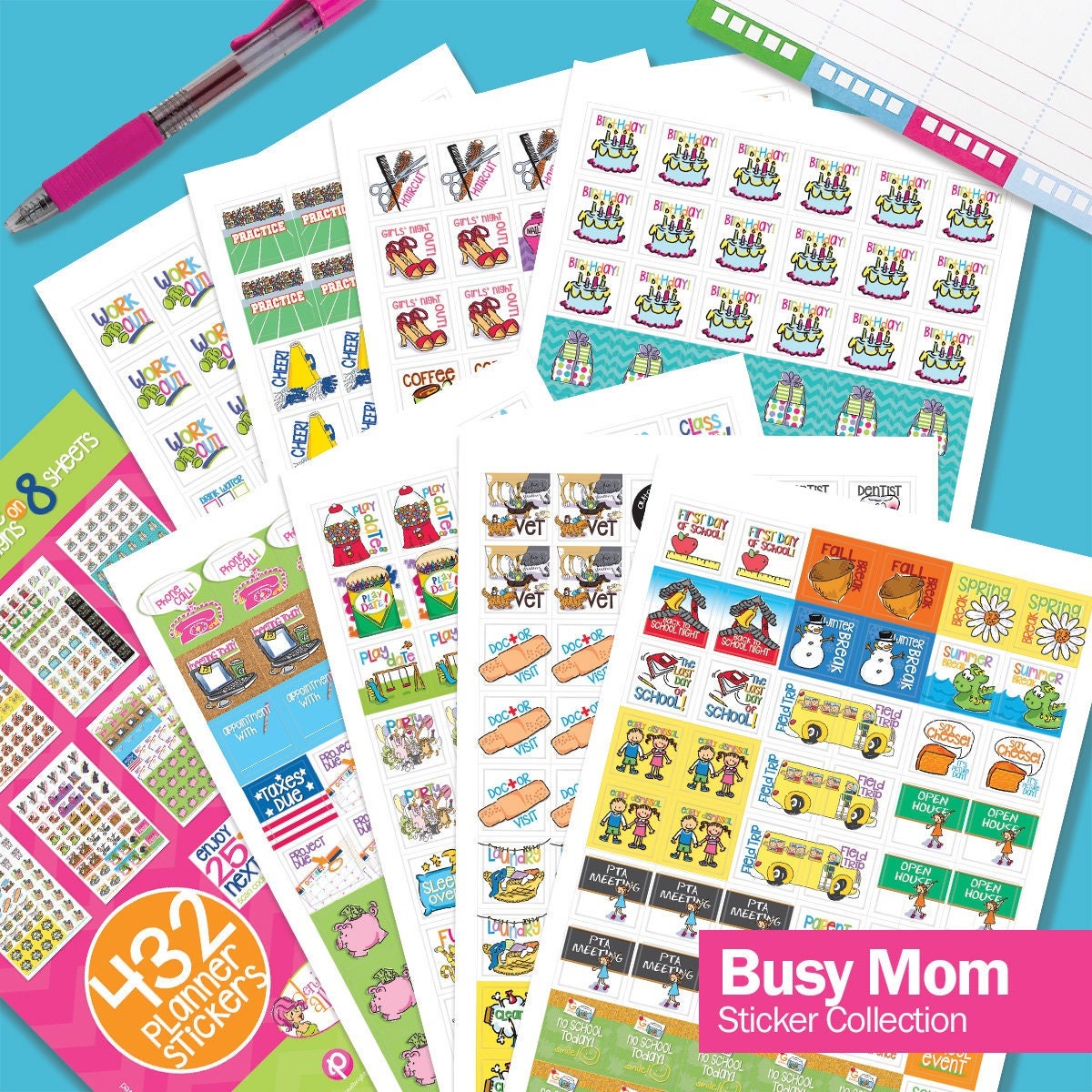 Avery® Mom Planner Stickers Variety Pack, 30 Sticker Sheets, 1,682