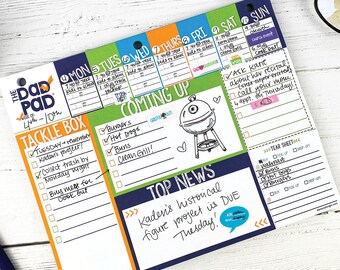 52-Week Dad Pad® Weekly Planner Pad for Daily Organization | Honey-Do List | Bonus Dry Erase Menu Board