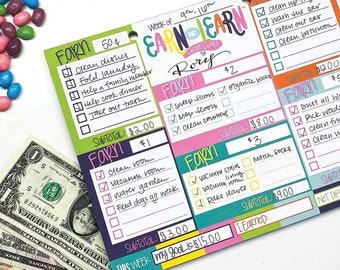 Earn & Learn™ Kids Money Management Chore Chart Pad | Dry Erase Savings Tracker