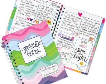 Gratitude Journal | 52 Week Daily Positive Thinking for Women & Girls with 165 Stickers | Self-Help Happiness | Gratitude Finder®