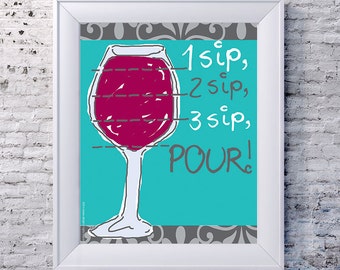 Cheers! Wine Wall Art | DIY Printable | 8x10 | For Kitchen, Home, Bar | Great Hostess Gift or GNO Gift | Instant Download