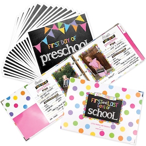 Class Keeper® School Album + First/Last Day of School Signs Bundle  | Easiest School Days Memory Album | (2) Styles | Keepsake