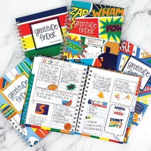 Gratitude Journal | 52 Week Daily Positive Thinking for Boys with 177 Stickers | Self-Help Happiness | Gratitude Finder®