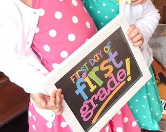 First Day & Last Day of School Sign Photo Prop | Preschool thru College (17 grades) | Fits ANY 8x10 Frame