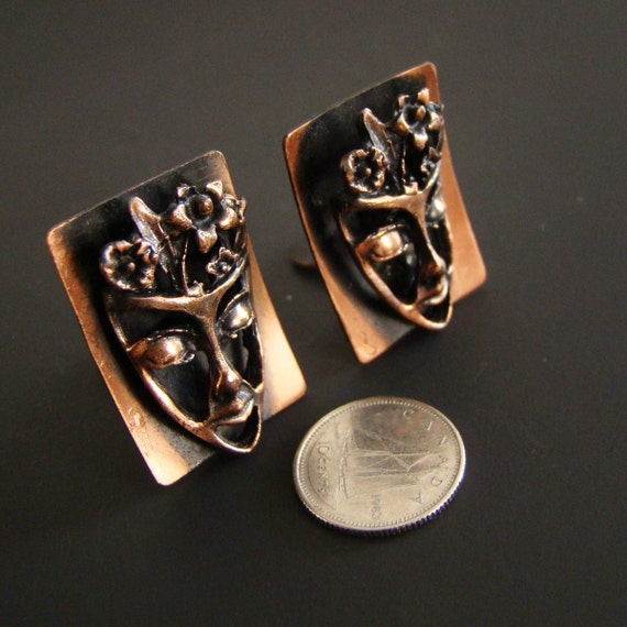 Vintage Art Nouveau Inspired Copper Earrings, Cop… - image 5