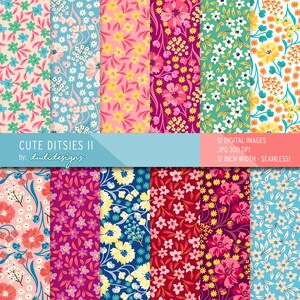 Liberty Style Seamless Floral Digital Paper, Stoff, Scrapbook, druckbare Papiere, Hintergründe, Quilten, sofortiger Download. Kommerzielle Nutzung.
